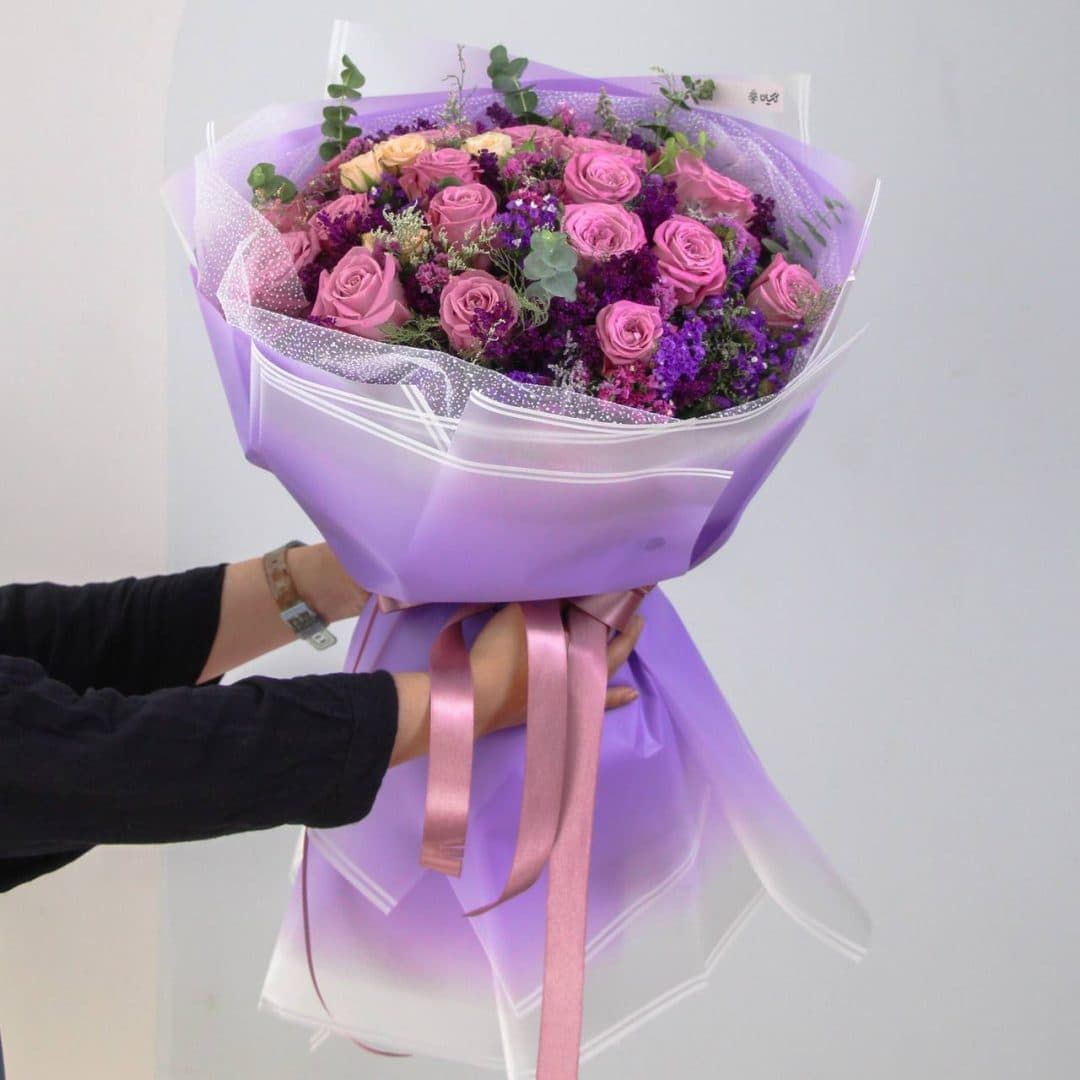 دسته گل رز بنفش مدل هژير