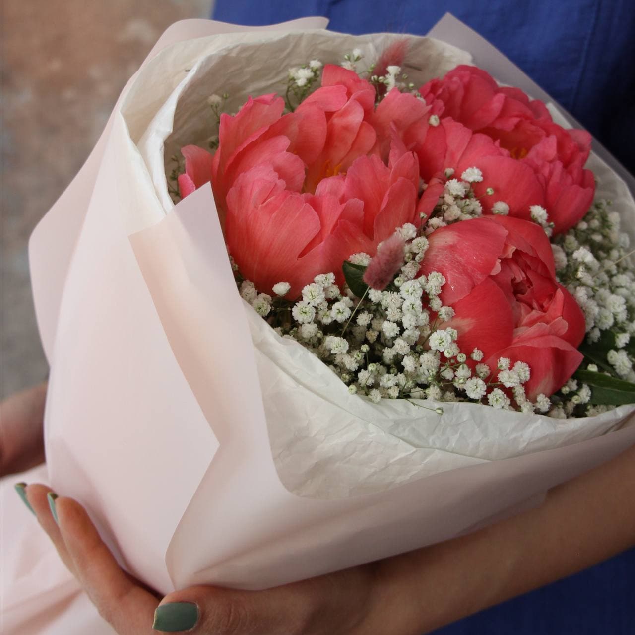 دسته گل پیونی صورتی مدل آران — تصویر 2