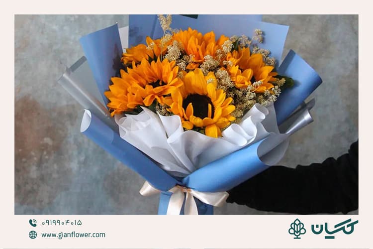گل آفتابگردان به عنوان هدیه و دسته گل برای جلسه دفاع