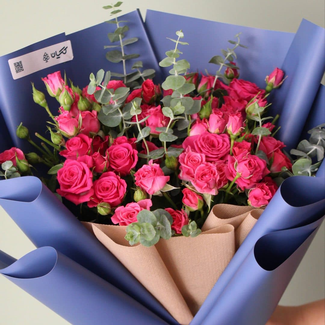 دسته گل رز مینیاتوری صورتی مدل ناژو — تصویر 2